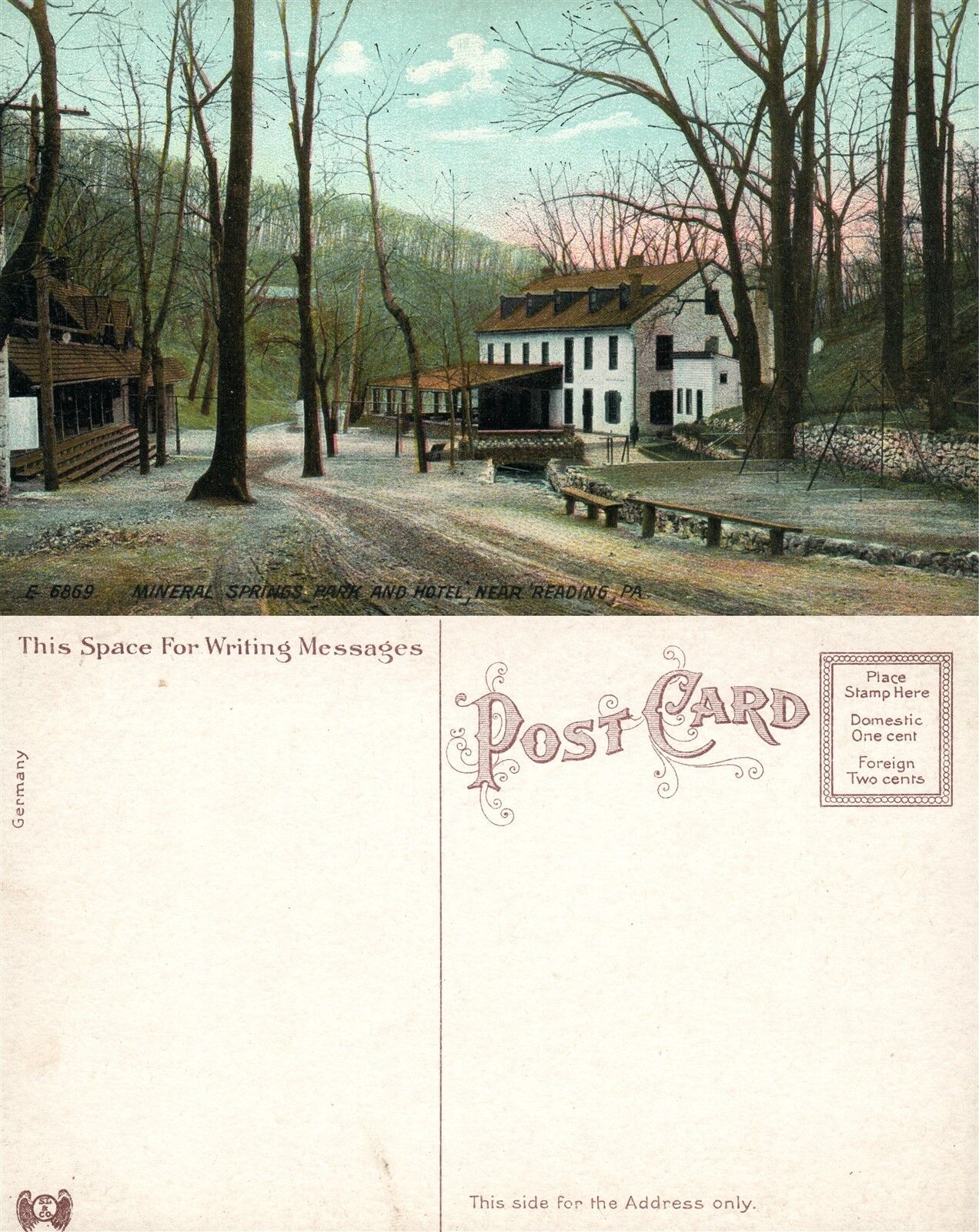 READING PA MINERAL SPRINGS PARK & HOTEL ANTIQUE POSTCARD