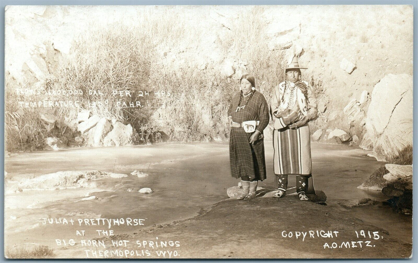 AMERICAN INDIANS HOT SPRINGS THERMOPOLIS WY ANTIQUE REAL PHOTO POSTCARD RPPC