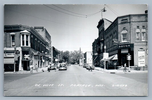 PORTAGE WI DE WITT STREET ANTIQUE REAL PHOTO POSTCARD RPPC