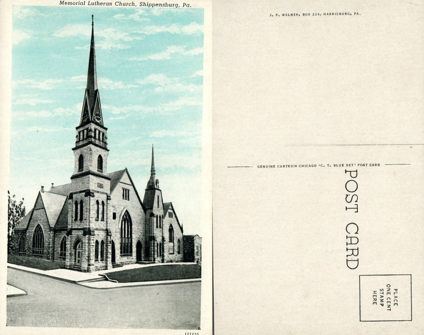 SHIPPENSBURG PA MEMORIAL LUTHERAN CHURCH ANTIQUE POSTCARD