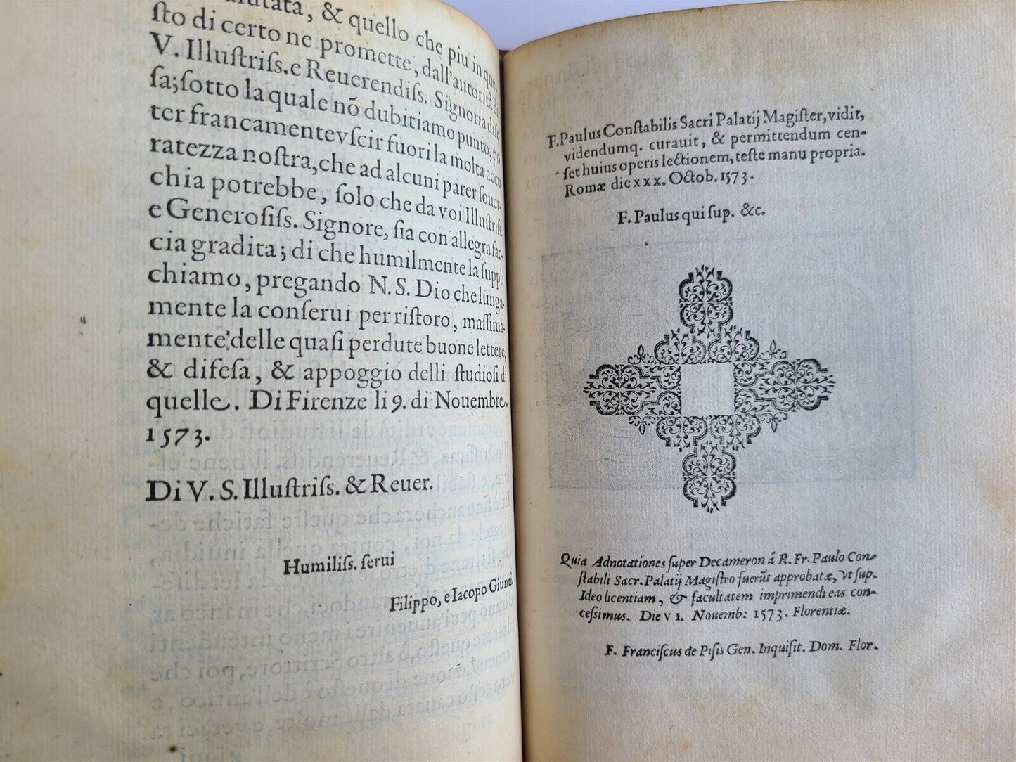 1573 IL DECAMERON by Giovanni BOCCACCIO antique 16th CENTURY