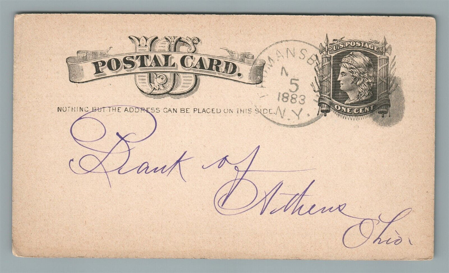 TRUMANSBURGH NY 1883 GREGG & CO. ANTIQUE POSTCARD STATEMENT CARD