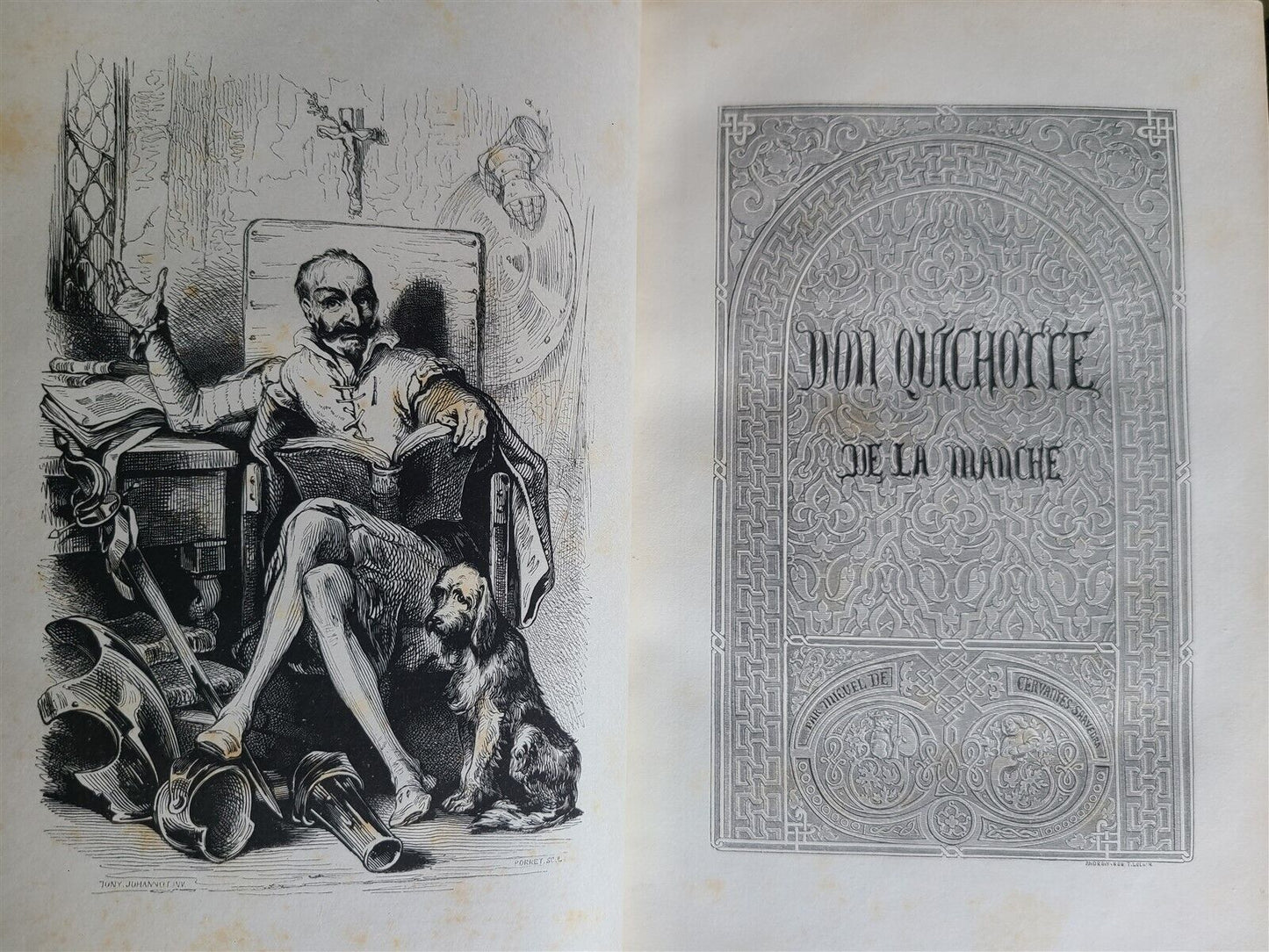 1836 DON QUICHOTTE DE LA MANCHE MIGUEL de CERVANTES 2 VOLS antique ILLUSTRATED