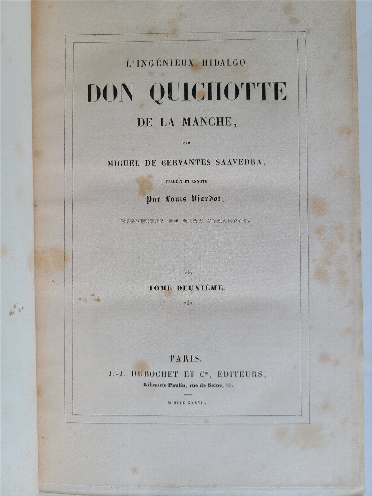 1836 DON QUICHOTTE DE LA MANCHE MIGUEL de CERVANTES 2 VOLS antique ILLUSTRATED