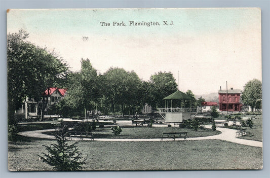 FLEMINGTON NJ THE PARK 1908 ANTIQUE POSTCARD