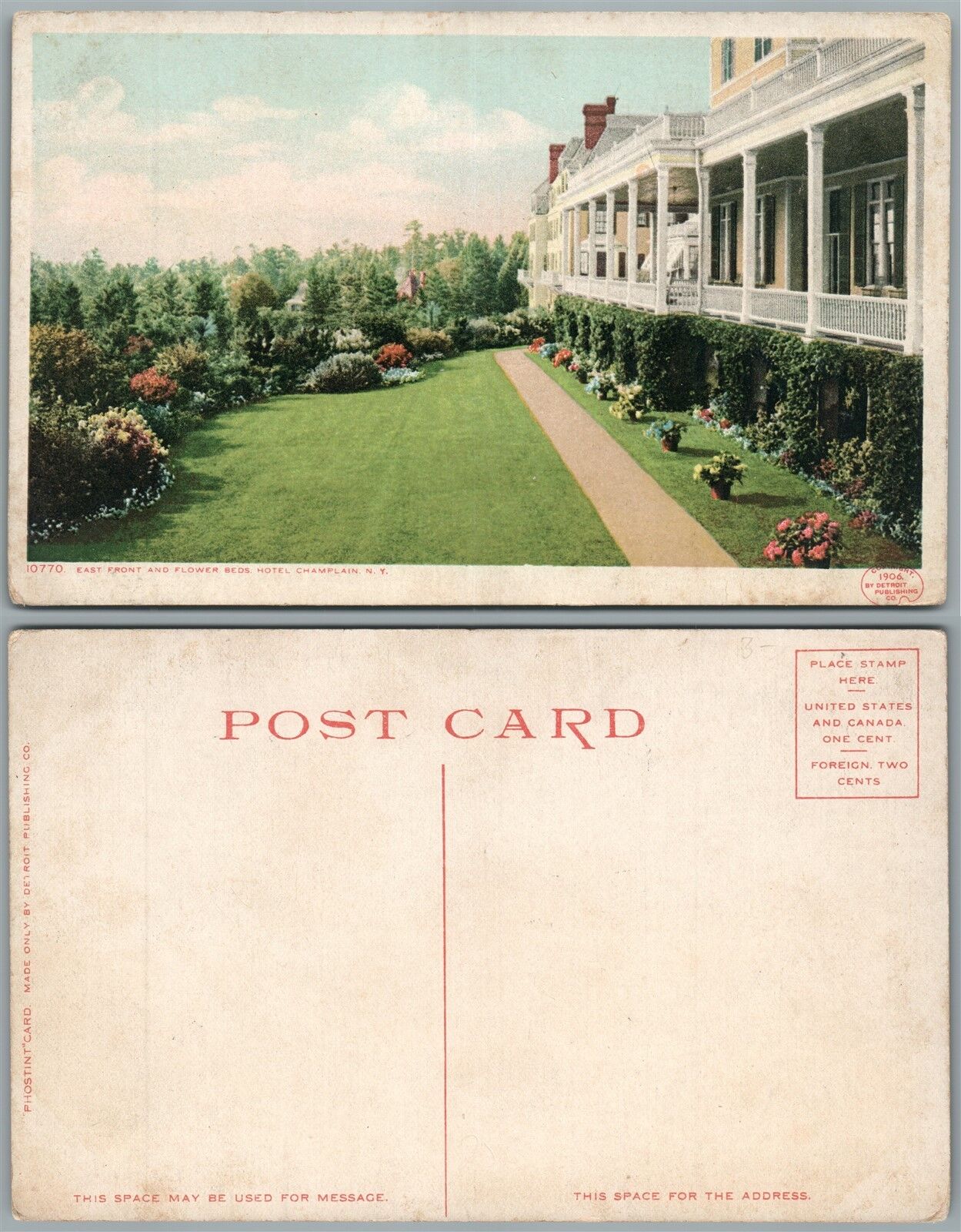 HOTEL CHAMPLAIN PLATTSBURGH N.Y. ANTIQUE POSTCARD