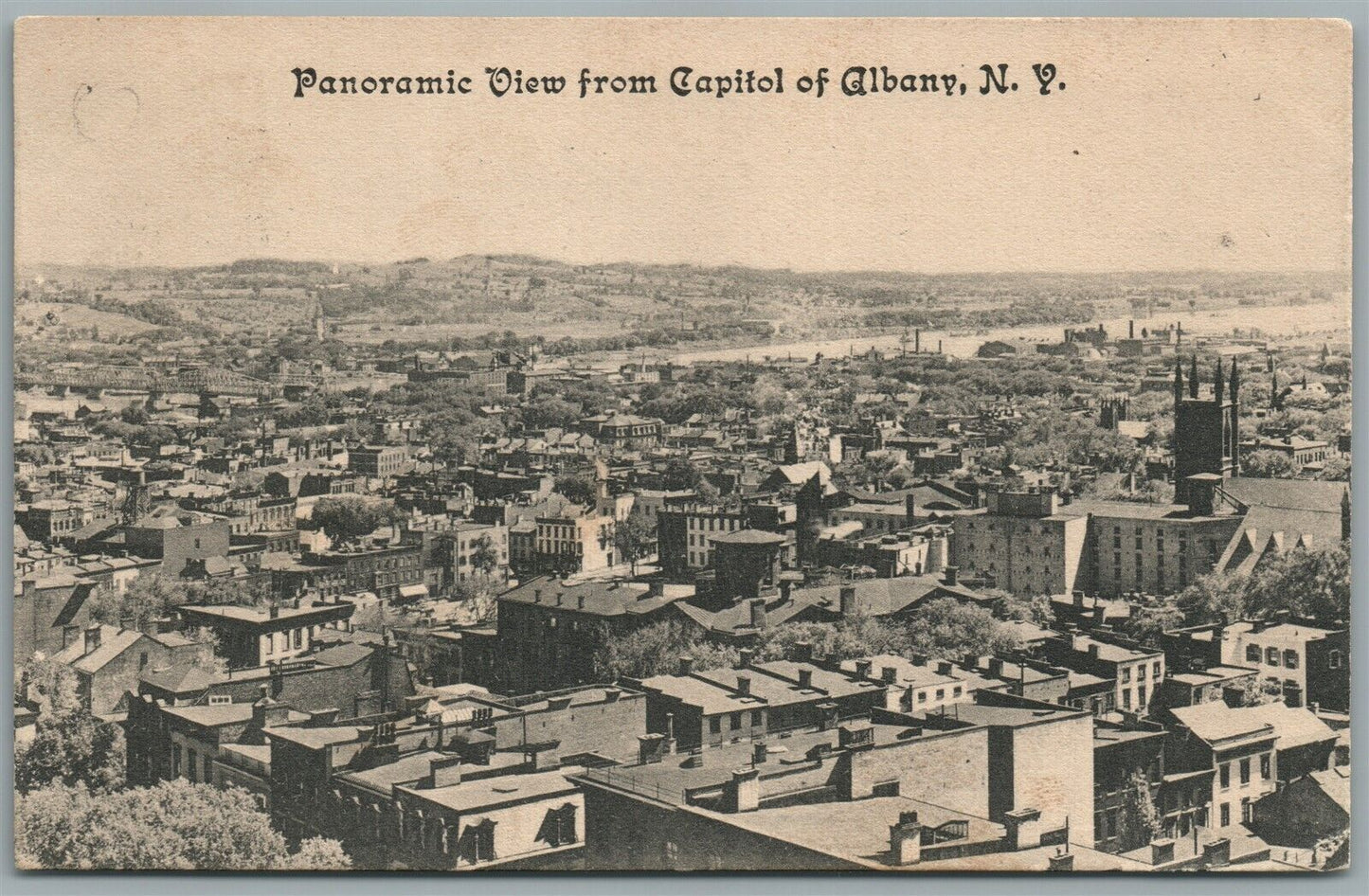 ALBANY NY PANORAMA ANTIQUE POSTCARD