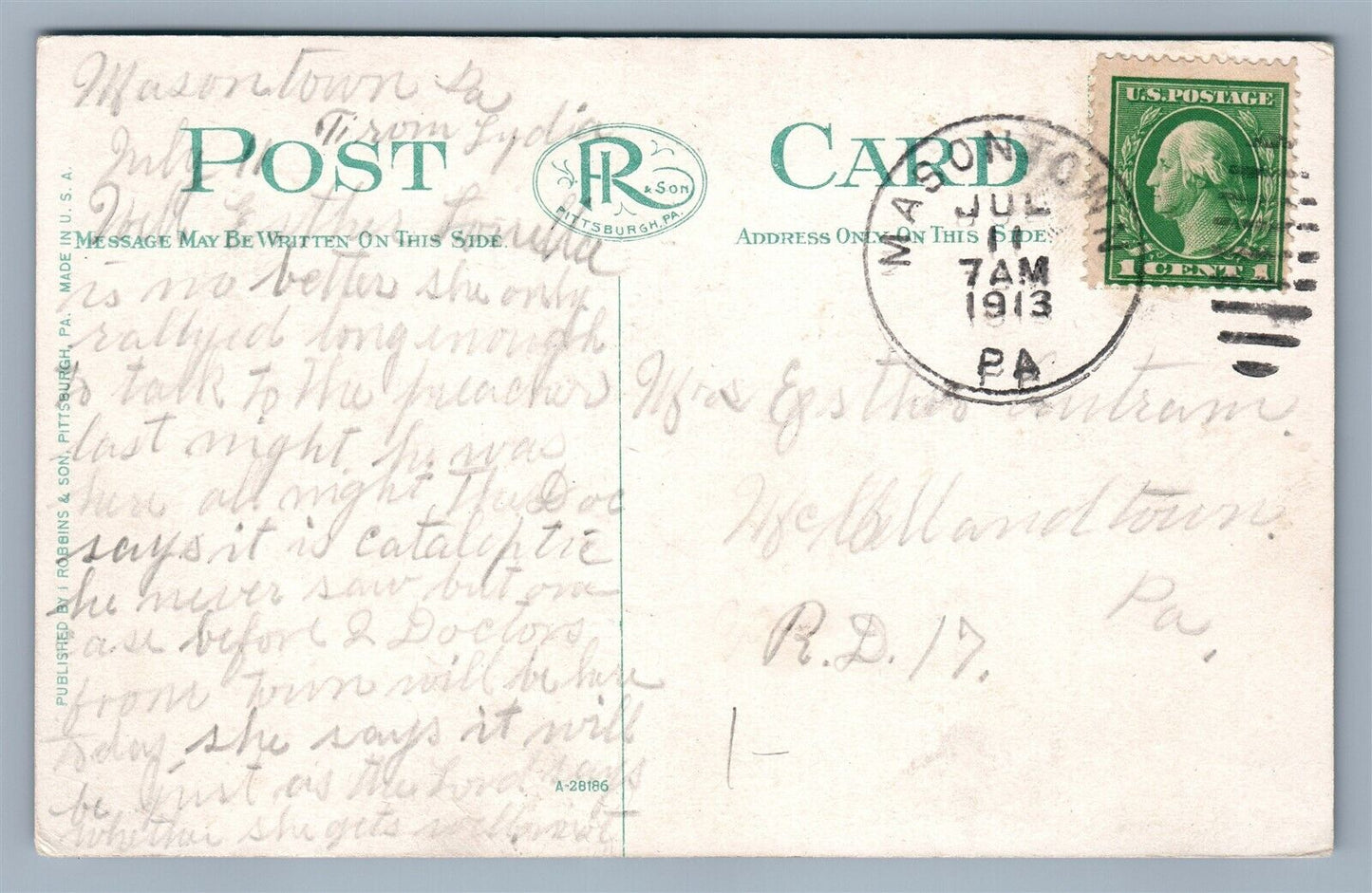 MASONTOWN PA ALL SAINTS SCHOOL & SISTERS HOME ANTIQUE POSTCARD