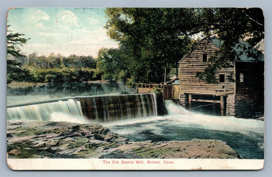 BRISTOL CT OLD DOWNS MILL ANTIQUE POSTCARD