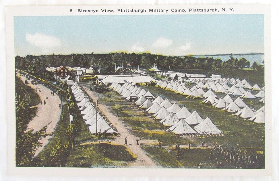 PLATTSBURGH MILITARY CAMP N.Y. ANTIQUE UNUSED POSTCARD