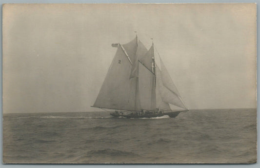 SAIL SHIP ANTIQUE REAL PHOTO POSTCARD RPPC