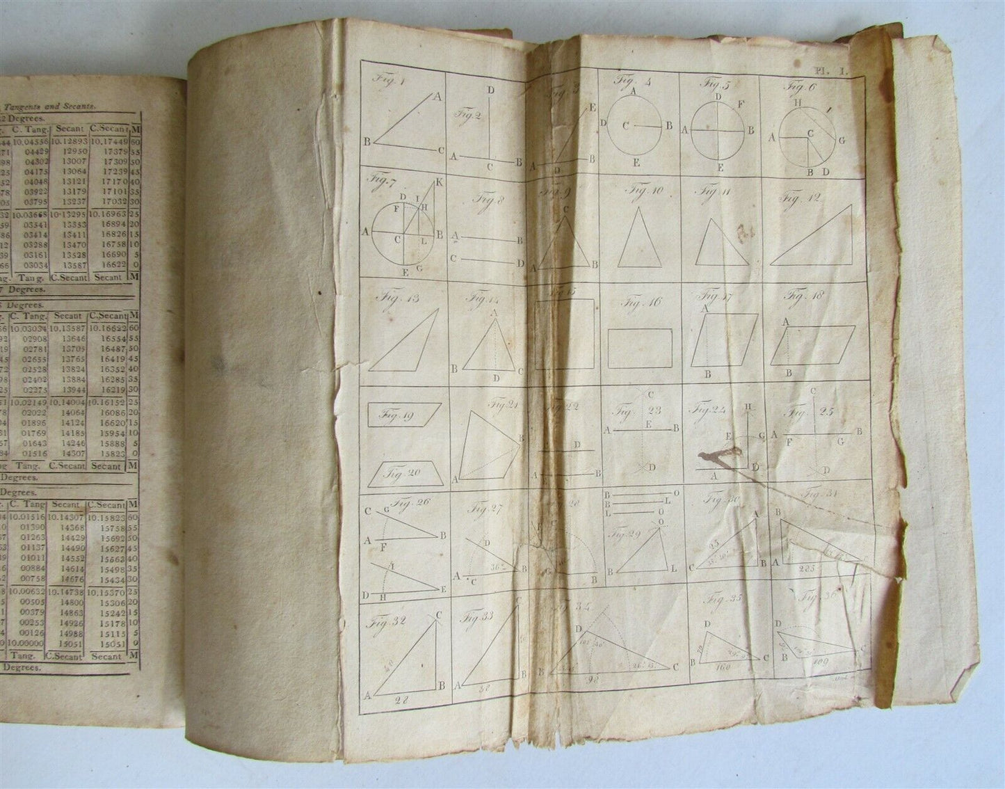 1813 SYSTEM of GEOMETRY & TRIGONOMETRY SURVEYING AMERICANA antique ILLUSTRATED