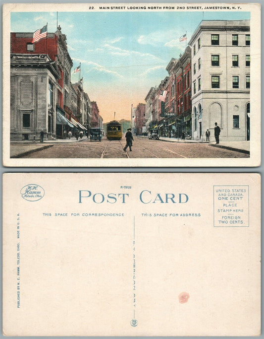 JAMESTOWN N.Y. MAIN STREET ANTIQUE POSTCARD
