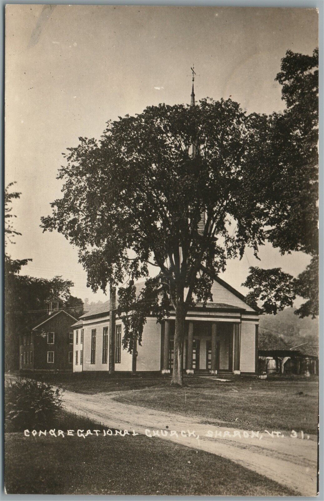 SHARON VT CHURCH OLD HOME DAY MEETING AD ANTIQUE REAL PHOTO POSTCARD RPPC