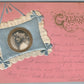 1913 GREETING CARD W/ YOUNG LADY PHOTO ANTIQUE POSTCARD