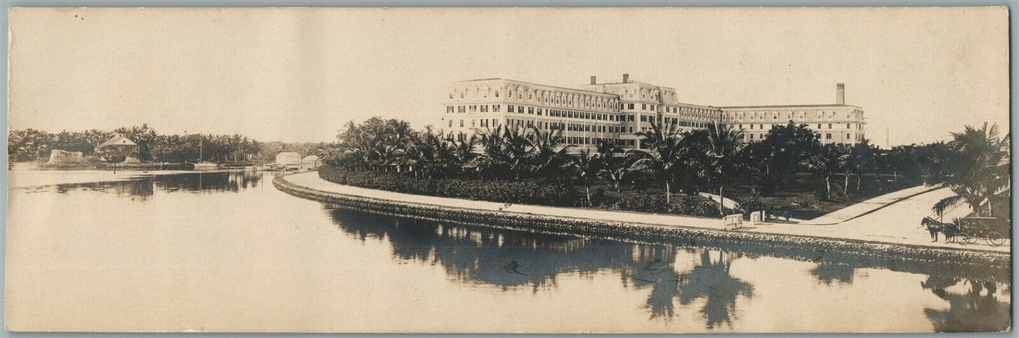 TROPICAL HARBOR w/ HOTEL ANTIQUE REAL PHOTO POSTCARD RPPC 10" length