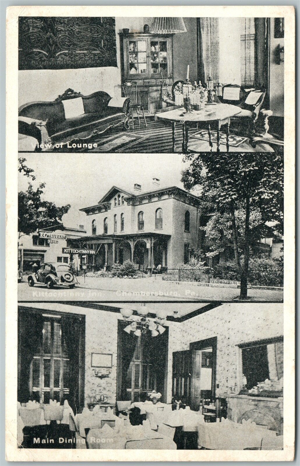 CHAMBERSBURG PA KITTOCHTINNY INN 1939 VINTAGE POSTCARD