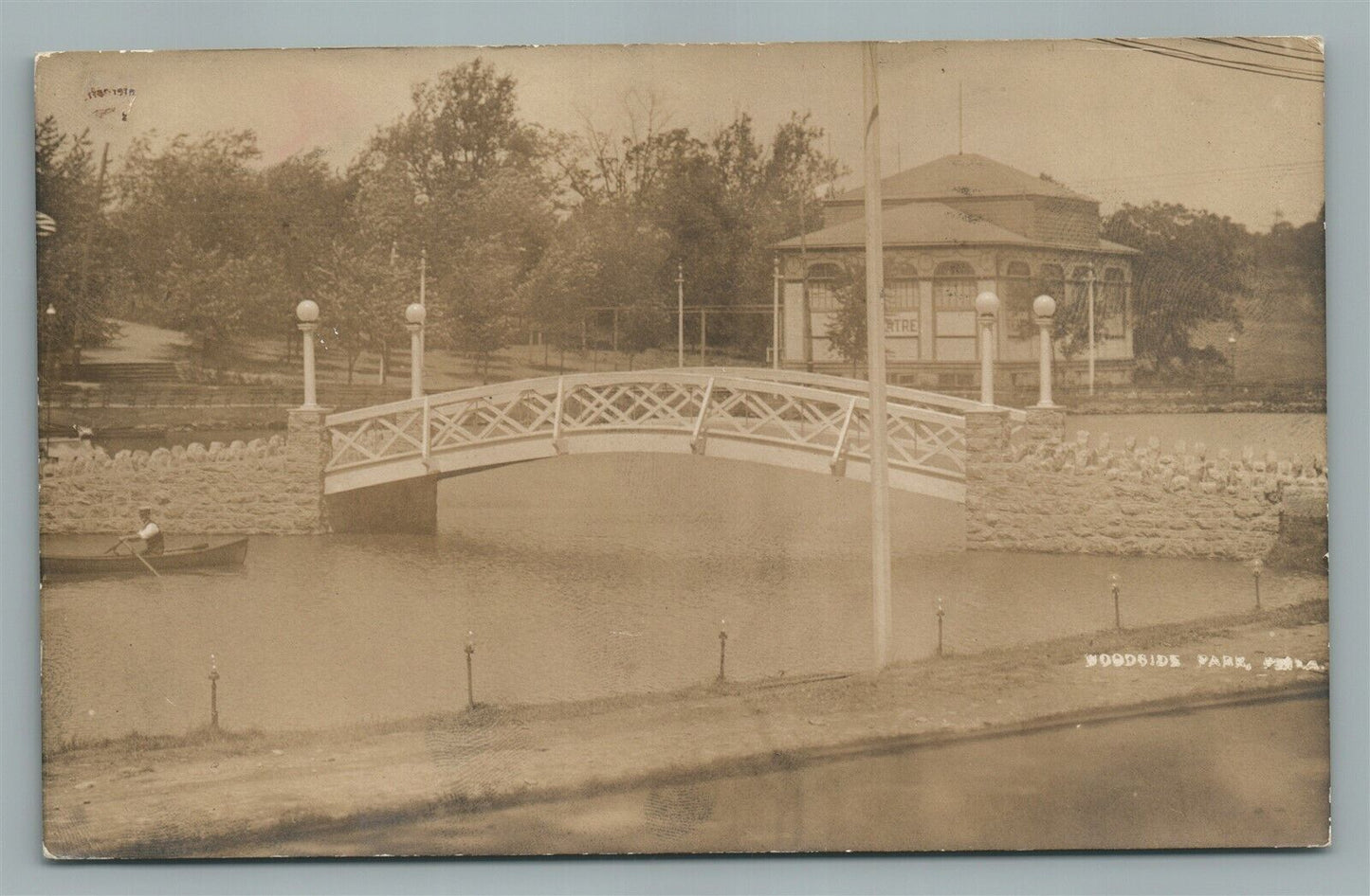 PHILADELPHIA WOODSIDE PARK PA 1908 ANTIQUE REAL PHOTO POSTCARD RPPC