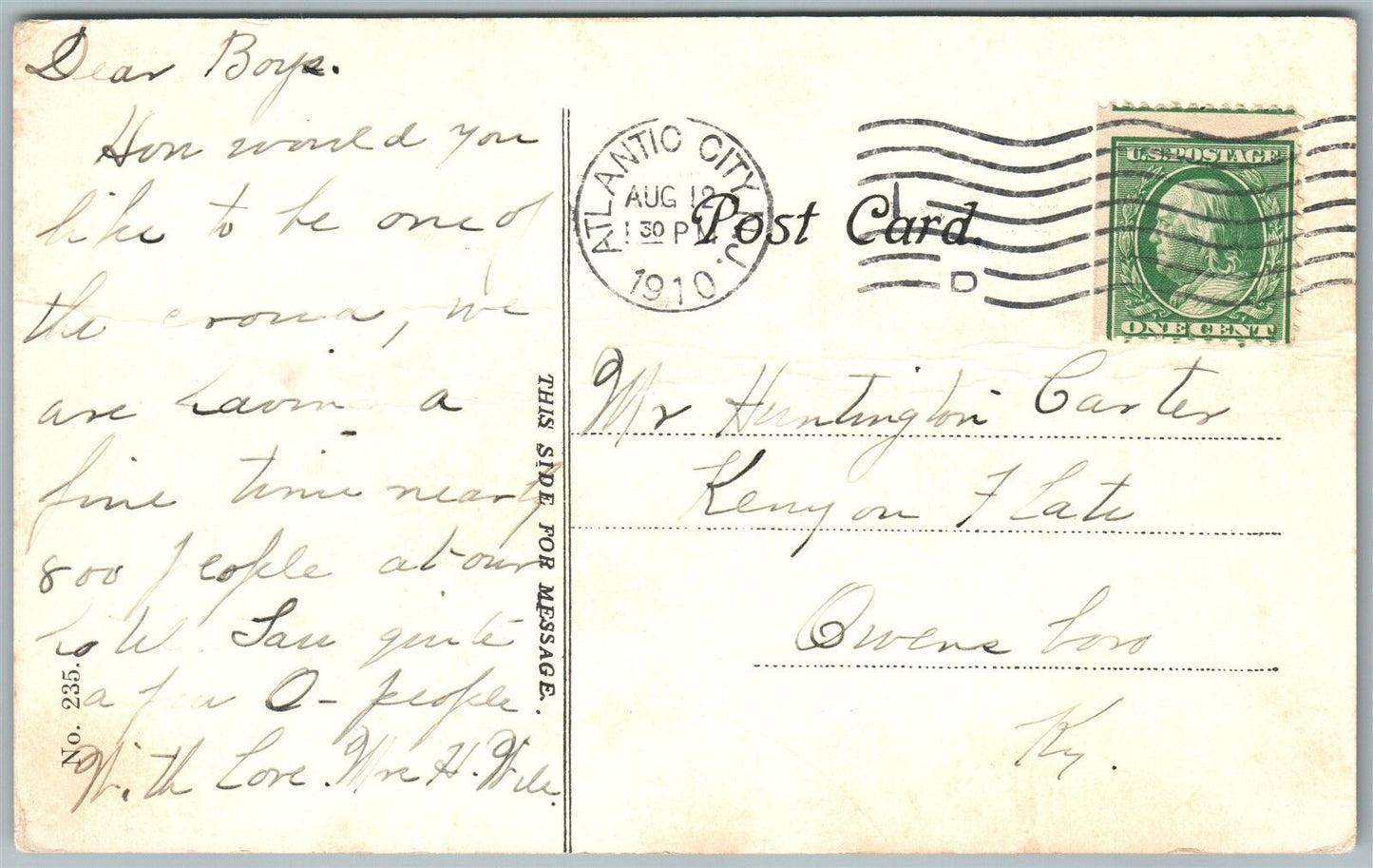 ATLANTIC CITY NJ ATHLETIC BATHERS 1910 ANTIQUE POSTCARD