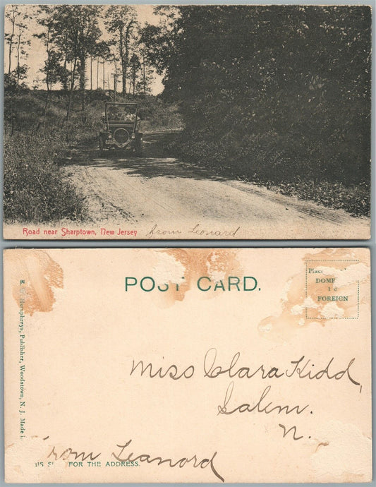 SHARPTOWN N.J. MOTORING UNDIVIDED ANTIQUE POSTCARD