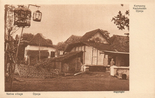 INDONESIA JAVA NATIVE VILLAGE VINTAGE POSTCARD