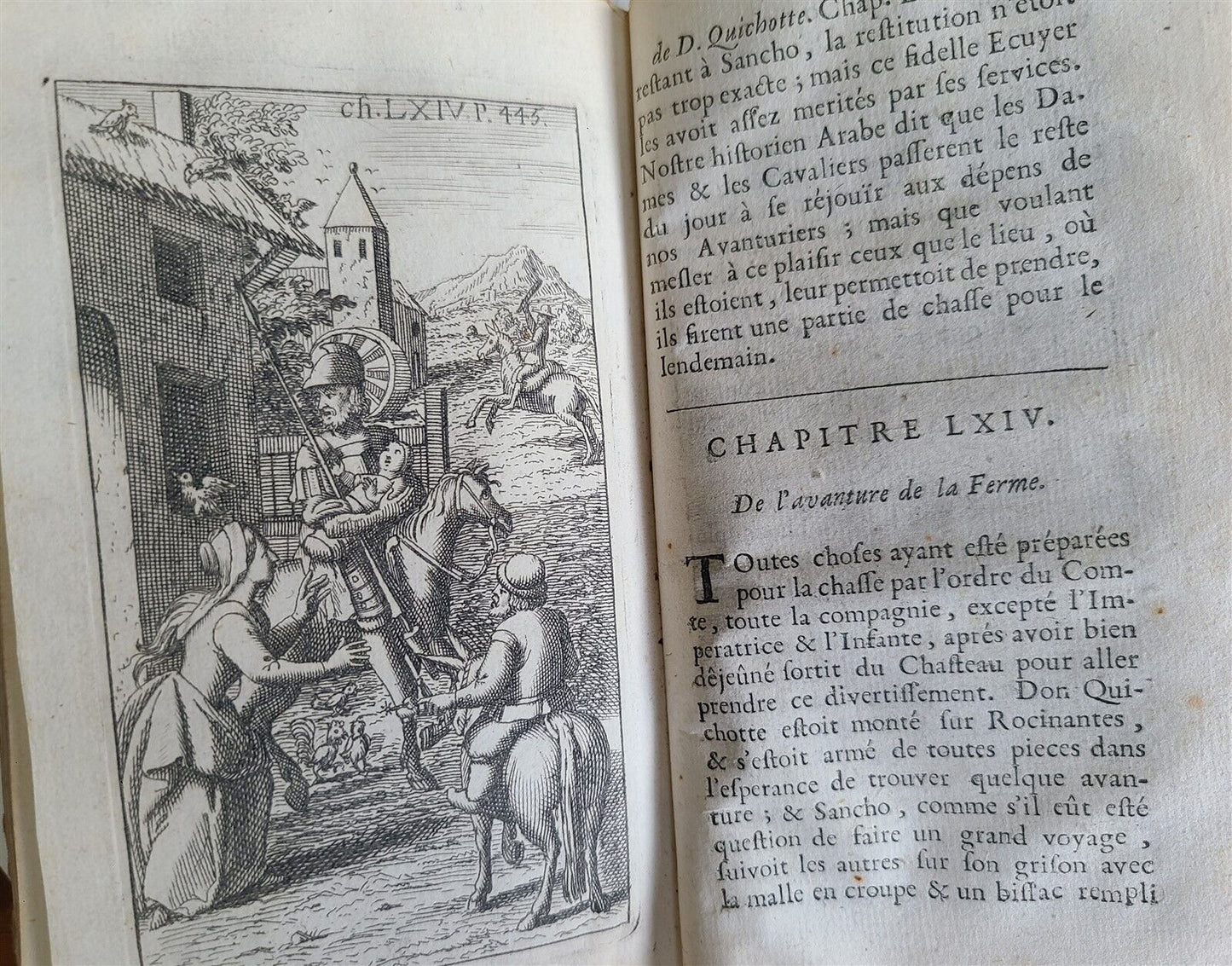 1716 DON QUIXOTE DE LA MANCHE 2 VOLS antique ILLUSTRATED RARE FRENCH EDITION