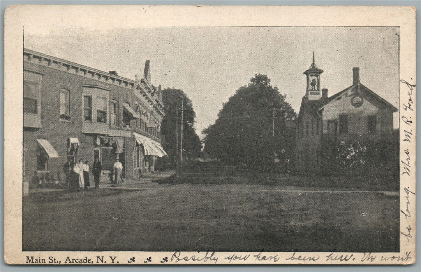 ARCADE NY MAIN STREET ANTIQUE POSTCARD