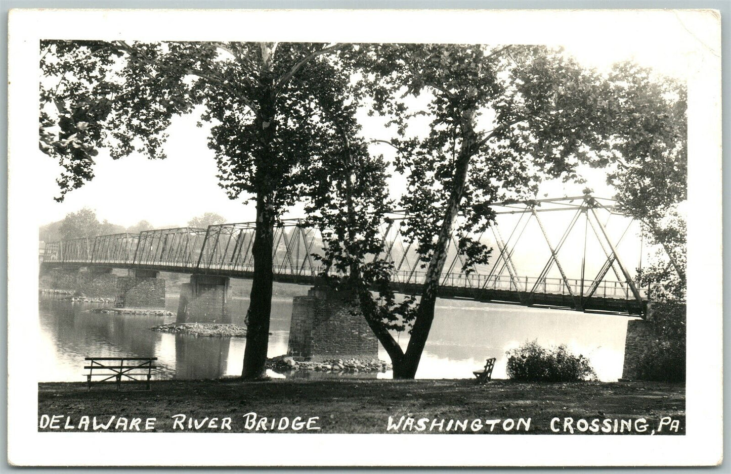 WASHINGTON CROSSING BUCKS CO PA DELAWARE BRIDGE VINTAGE REAL PHOTO POSTCARD RPPC