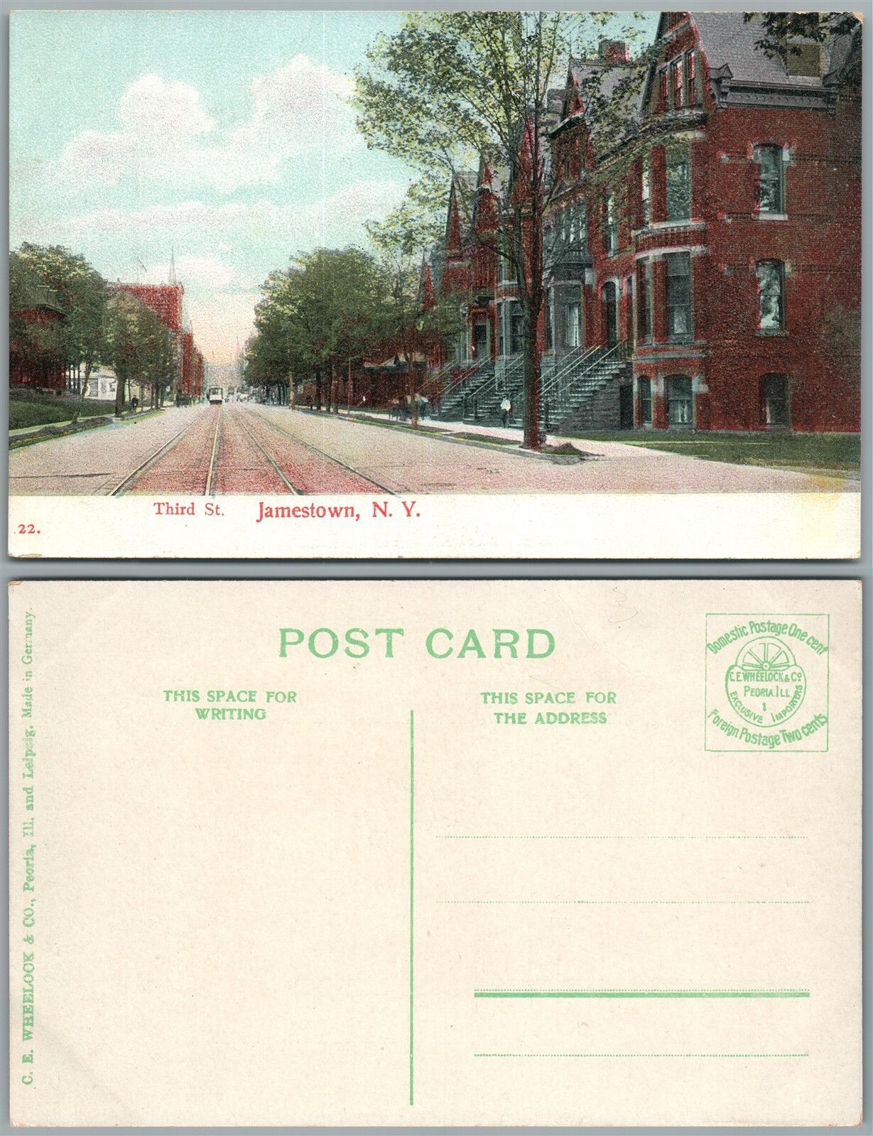 JAMESTOWN N.Y. THIRD STREET ANTIQUE POSTCARD