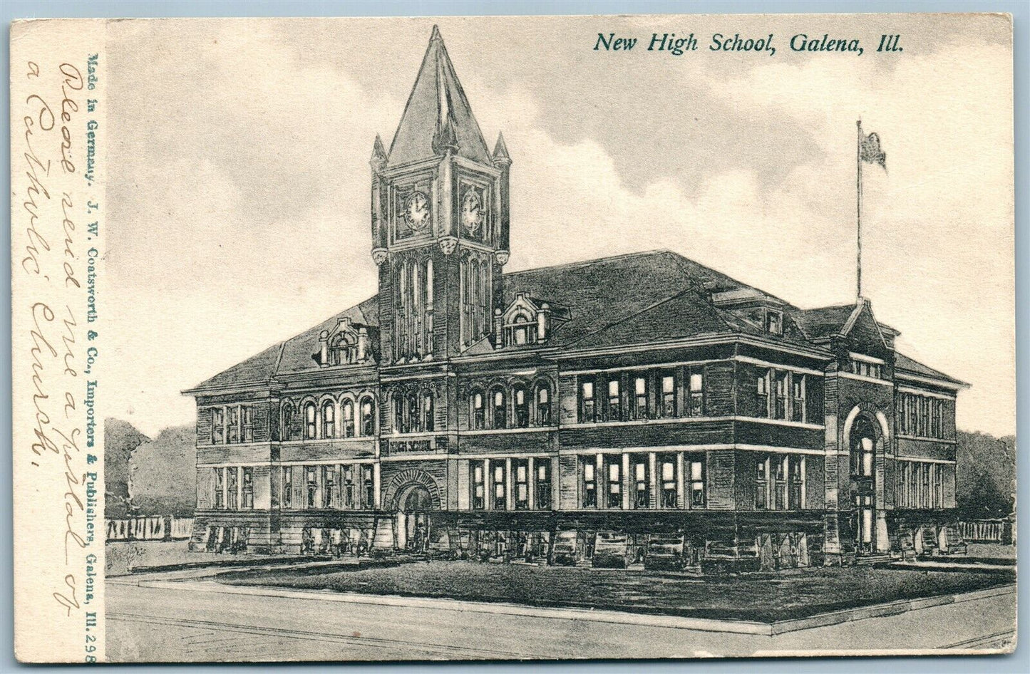 GALENA ILL NEW HIGH SCHOOL ANTIQUE POSTCARD