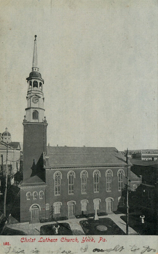 YORK PA CHRIST LUTHERAN CHURCH 1908 ANTIQUE POSTCARD
