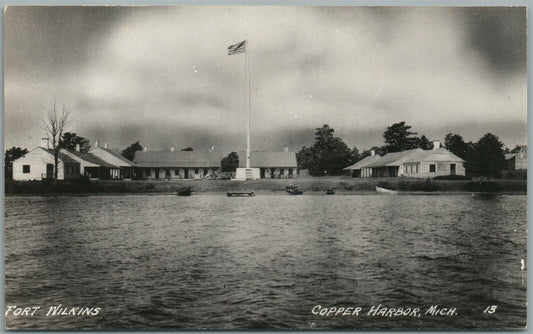 COPPER HARBOR MI FORT WILKINS VINTAGE REAL PHOTO POSTCARD RPPC