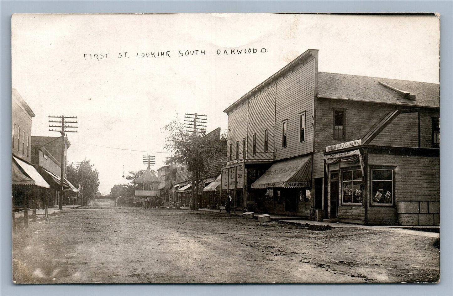 OAKWOOD OH FIRST STREET ANTIQUE REAL PHOTO POSTCARD RPPC