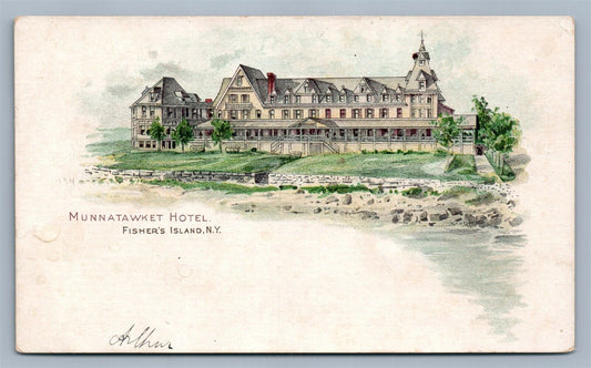 FISHER'S ISLAND NY MUNNATAWKET HOTEL ANTIQUE POSTCARD