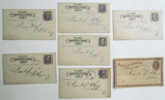 1877 LOT of 7 1st NATIONAL BANK POMEROY OHIO ANTIQUE STATEMENT CARDS POSTCARDS