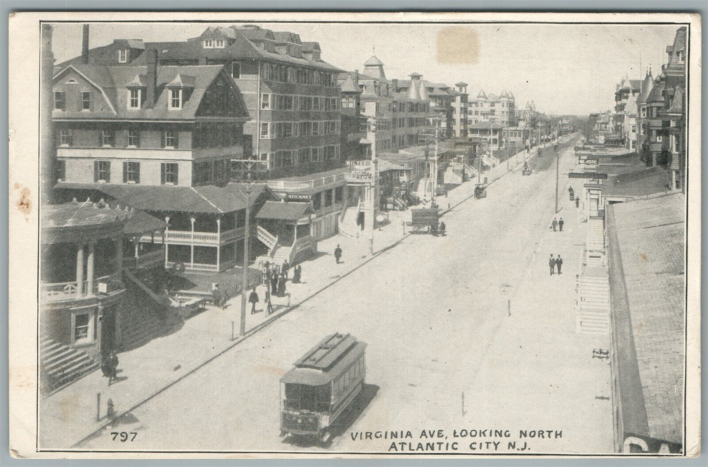 ATLANTIC CITY NJ VIRGINIA AVENUE LOOKING NORTH ANTIQUE POSTCARD