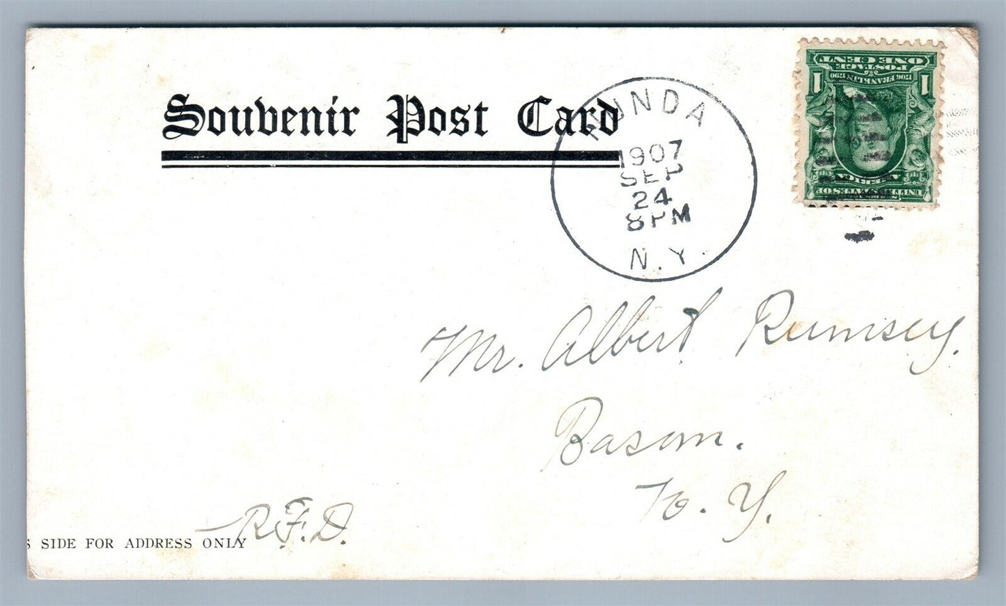 NUNDA NY CHURCH STREET ANTIQUE POSTCARD 1907 SOUVENIR POST CARD