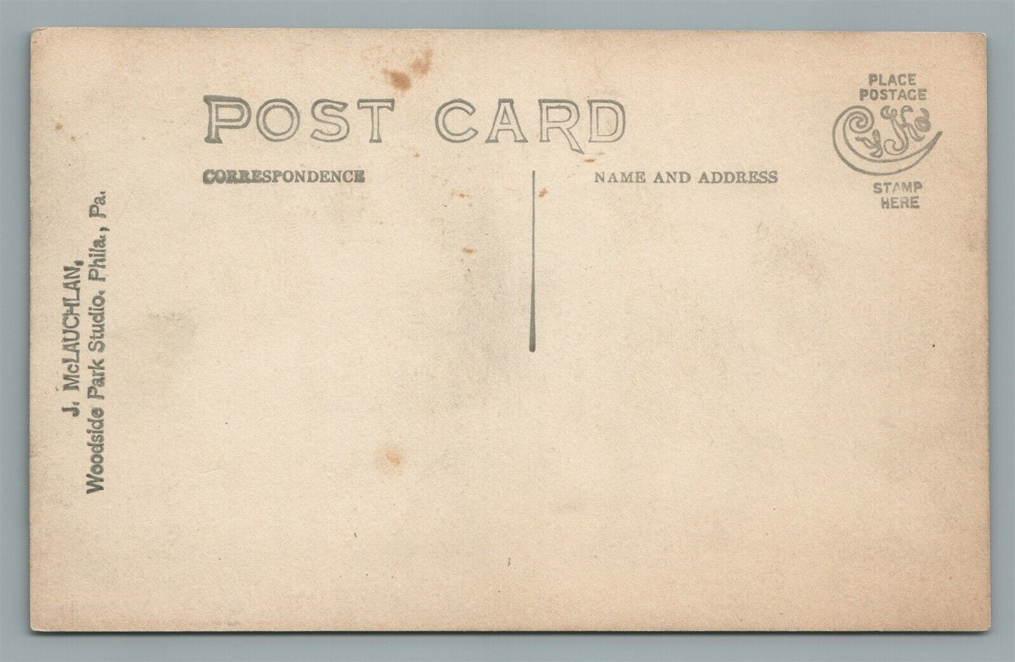 PHILADELPHIA WOODSIDE PARK PA ANTIQUE REAL PHOTO POSTCARD RPPC by J. McLAUGHLAN