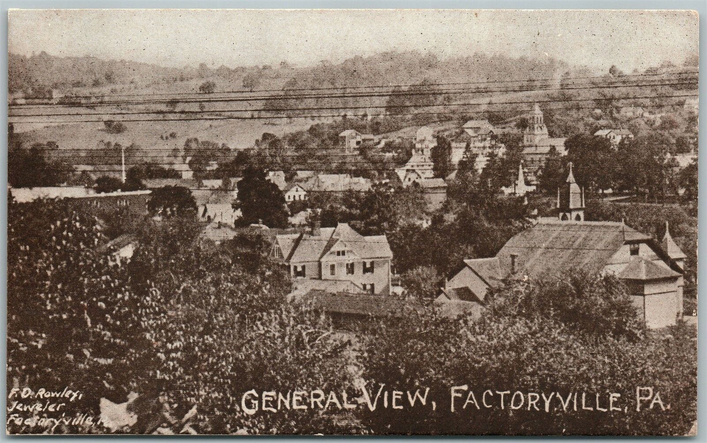 FACTORYVILLE PA GENERAL VIEW ANTIQUE POSTCARD
