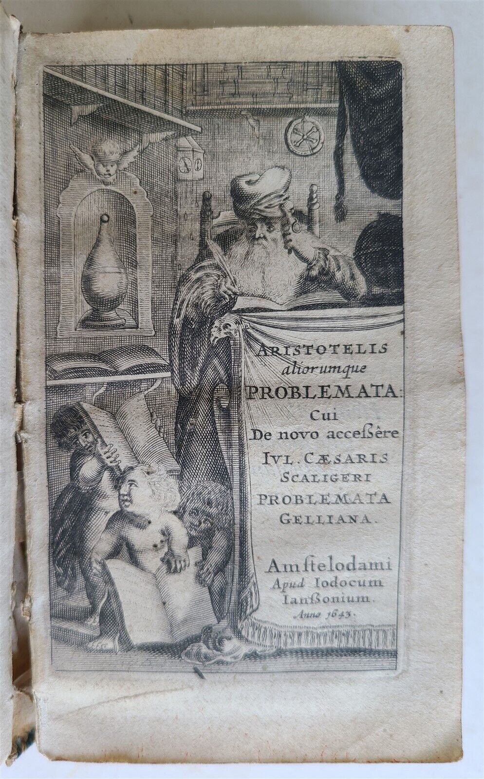 1643 ARISTOTLE Aliorumque problemata ANTIQUE vellum binding