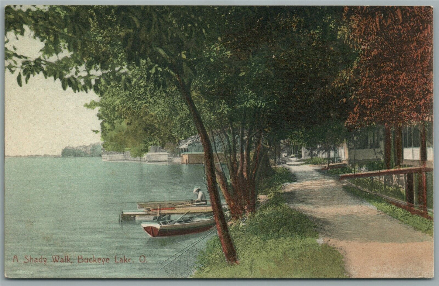 BUCKEYE LAKE OH SHADY WALK ANTIQUE POSTCARD