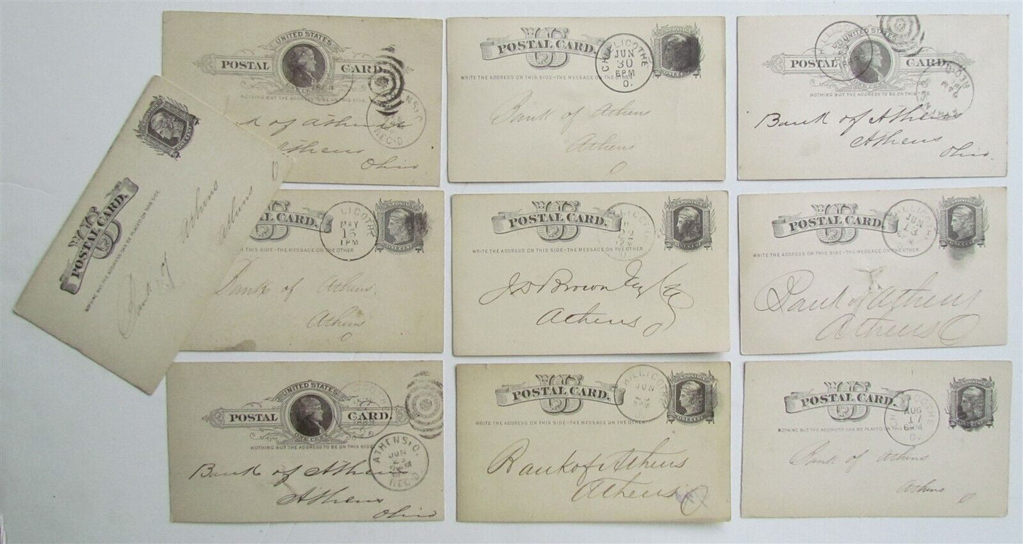 1870s-80s LOT of 10 ROSS CO NATIONAL BANK OHIO ANTIQUE STATEMENT CARDS POSTCARDS