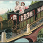 MULTI BABIES KIDS TRAIN ANTIQUE POSTCARD