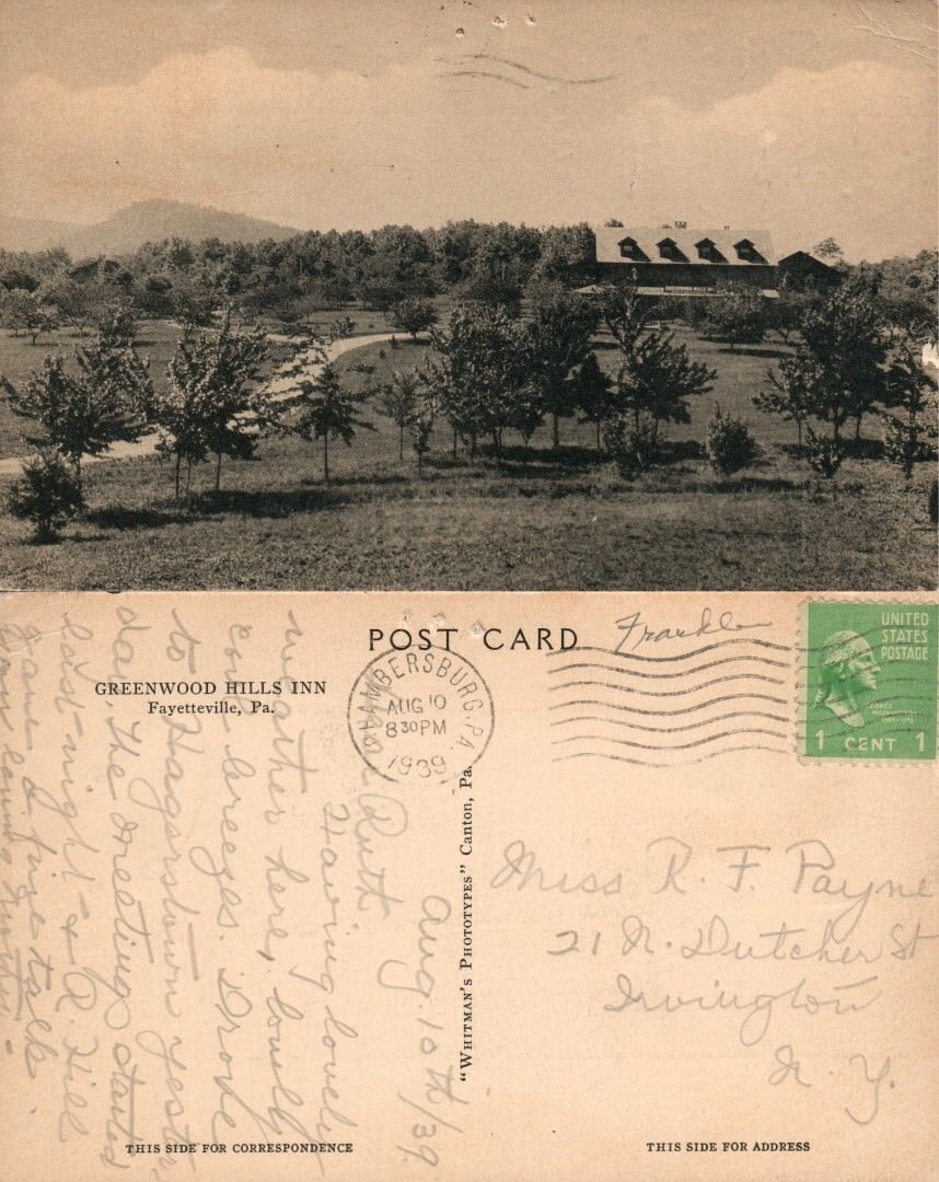 CHAMBERSBURG PA FRANKLIN COUNTY ANTIQUE POSTCARD