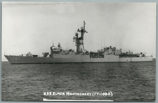 MILITARY SHIP U.S.S. ELMER MONTGOMERY VINTAGE REAL PHOTO POSTCARD RPPC