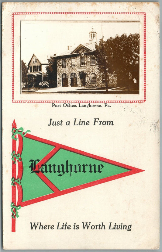 LANGHORNE PA POST OFFICE ANTIQUE REAL PHOTO POSTCARD RPPC