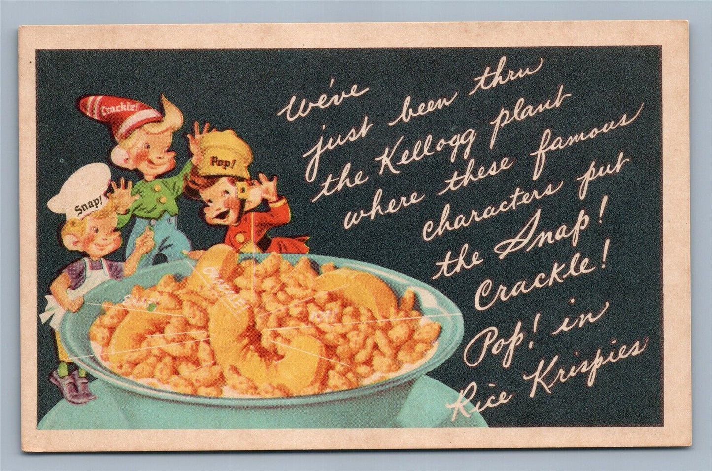 KELLOG'S RICE KRISPIES ADVERTISING VINTAGE POSTCARD