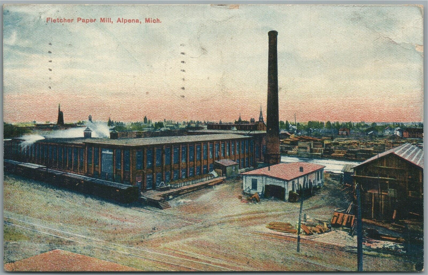 ALPENA MI FLETCHER PAPER MILL ANTIQUE POSTCARD