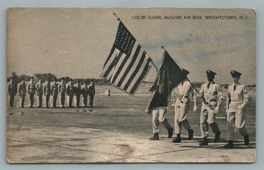 WRIGHTSTOWN NJ McGUIRE AIR BASE COLOR GUARD VINTAGE POSTCARD