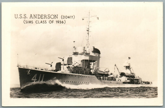 MILITARY SHIP USS ANDERSON VINTAGE REAL PHOTO POSTCARD RPPC